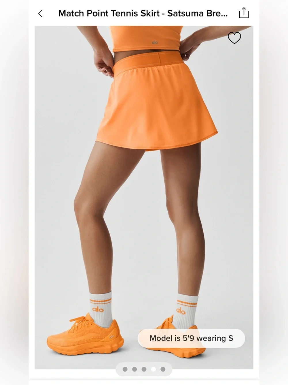 ALO Yoga Satsuma Orange Match Point Tennis Skirt Hot New Color